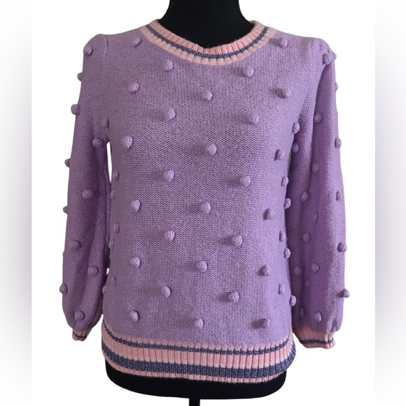 Lilly Pulitzer Lilac Pink Metallic Trim Bobble Knit Sweater Size Small - Picture 1 of 6
